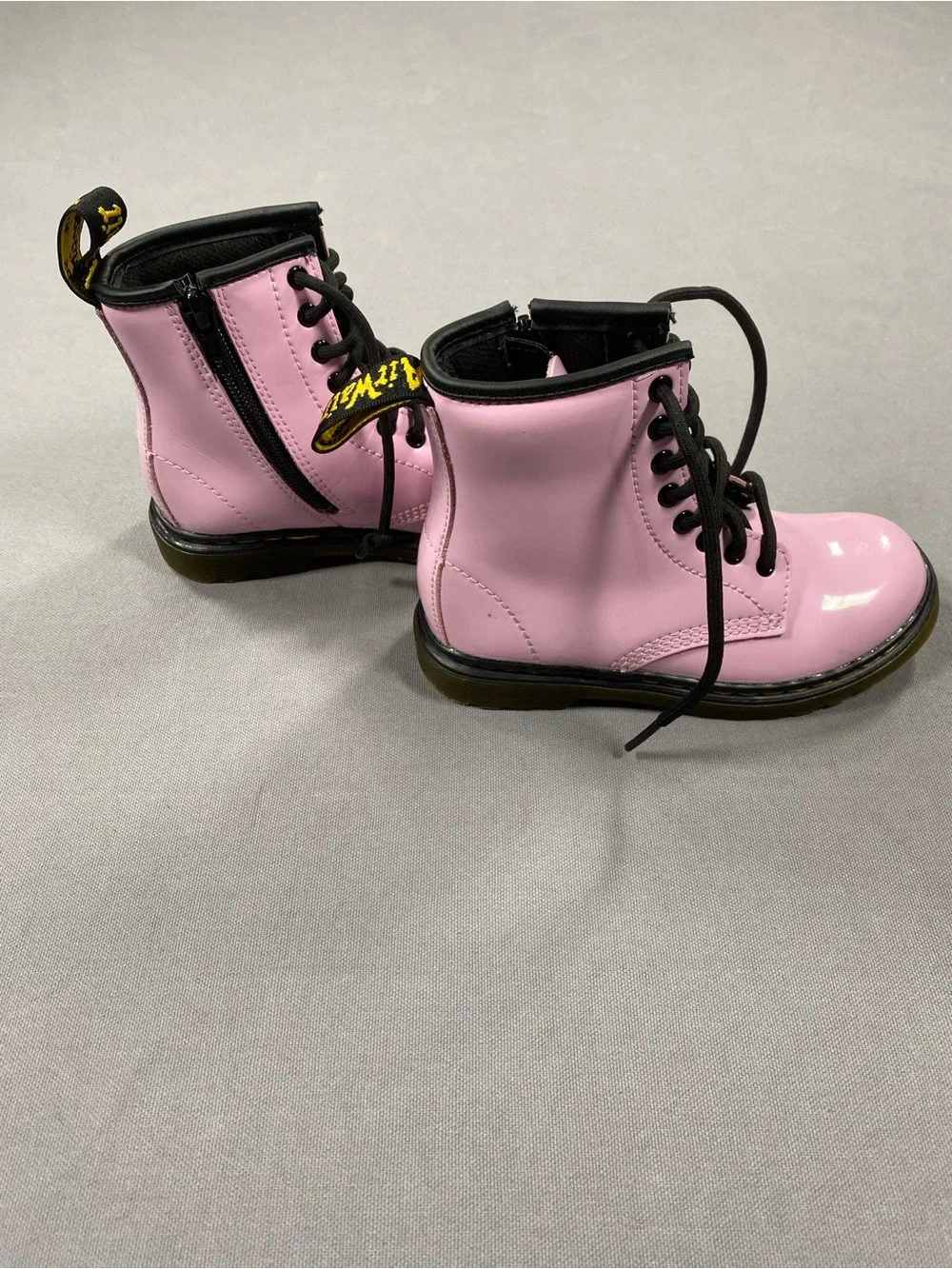 Dr. Martens Pink Air Wair Lace-Up Kids Boots with Black Trim